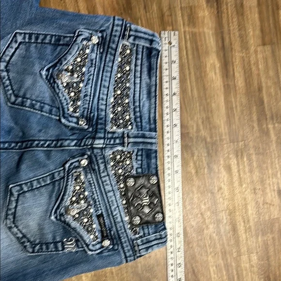 Miss Me Blue Embellished Designer Jeans. Sz 26 Boot - Picture 14 of 16